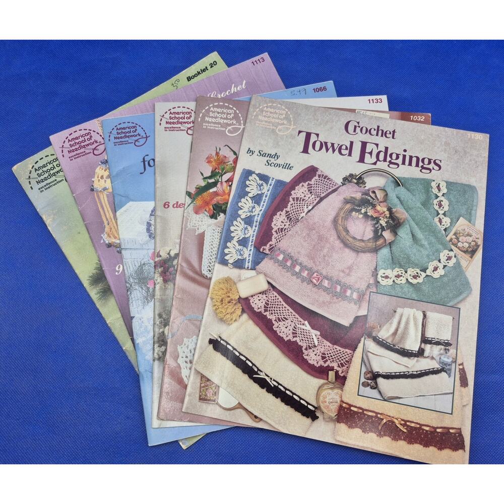 Vintage Home Decor Crochet Projects Lot of 6 American School of Needlework